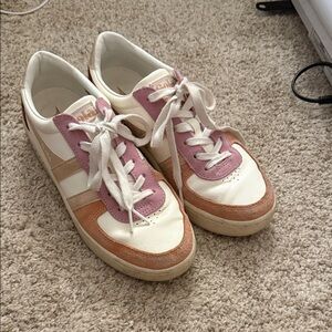 Gola Women’s Cream Sneakers with Pink and Tan Suede Accents